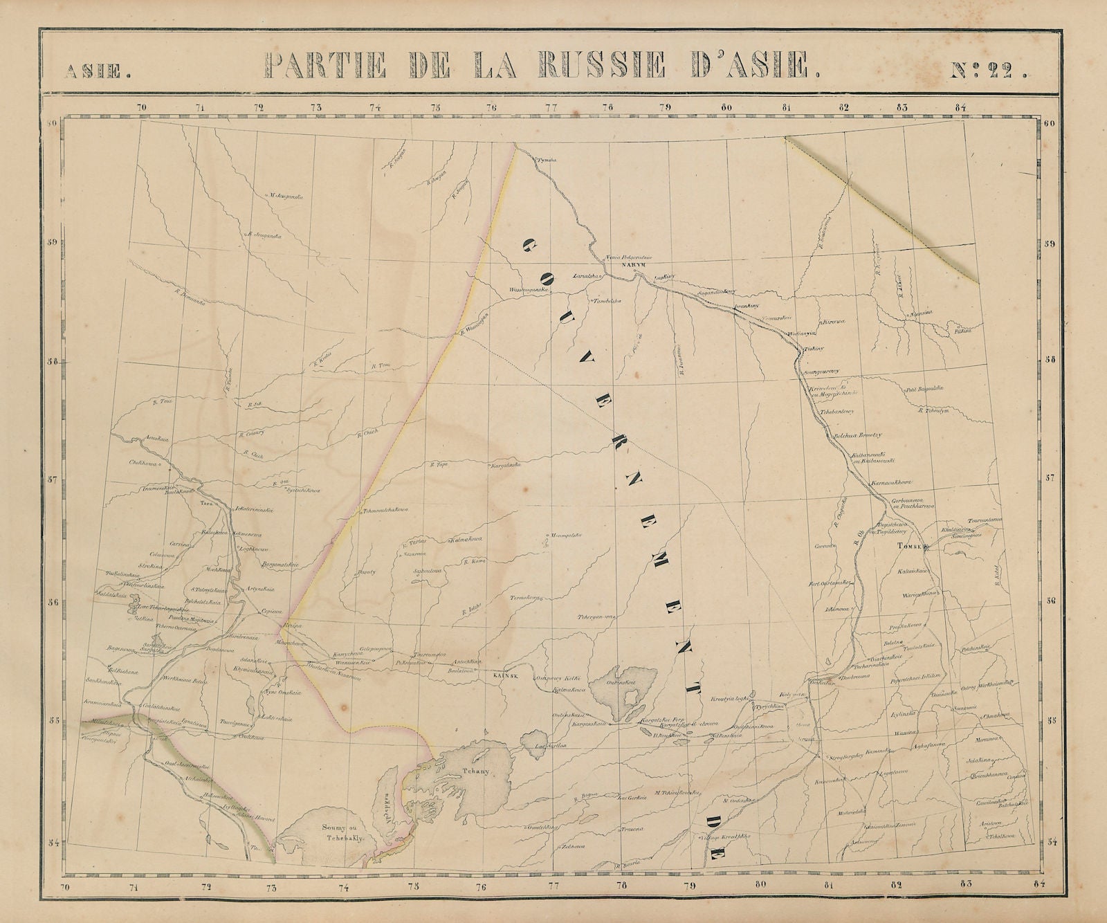 Russie d'Asie #22 Russia. Tomsk Omsk Novosibirsk. Ob River VANDERMAELEN 1827 map